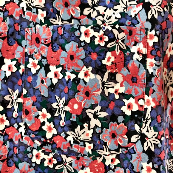 J Crew Mens Size M Spring Floral Short Sleeve Button Front Slim Fit Shirt Top - Picture 6 of 11